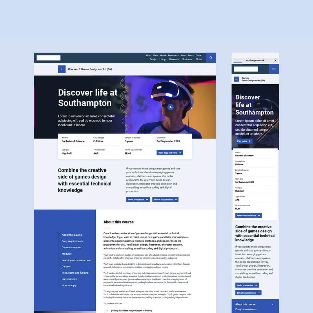 University of Southampton Website Design